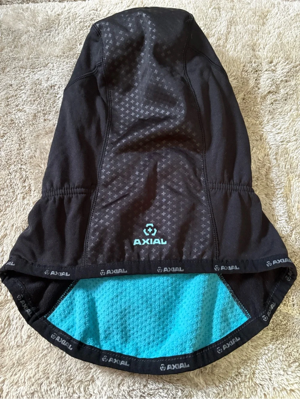 Kids Black Balaclava Hood with Teal Lining